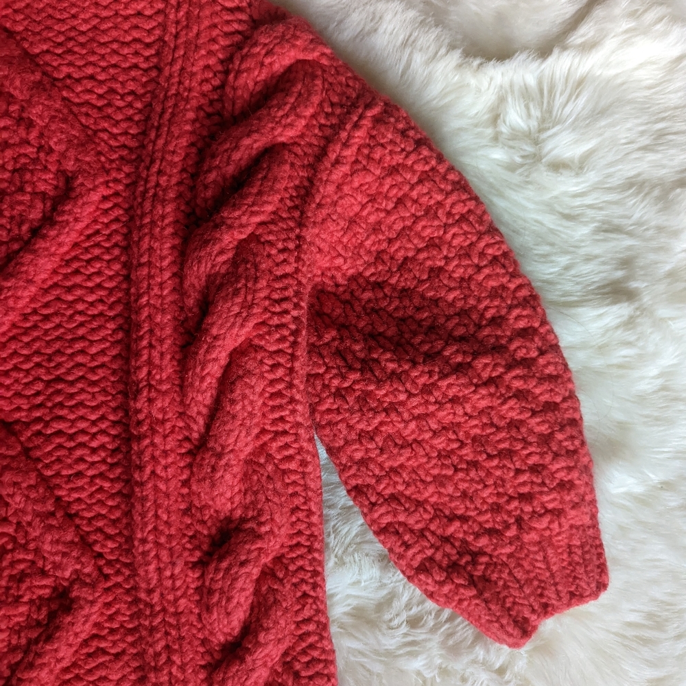 I Love Mr. Mittens Diamond Oversized Cable Knit Wool Sweater in Red - Picture 14 of 16